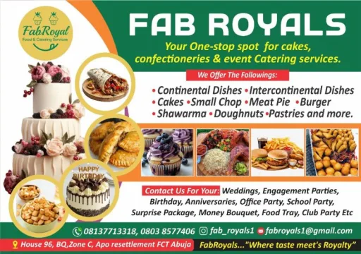 For all kinds of events, in or out of Abuja, in or out of Nigeria we are here to serve You