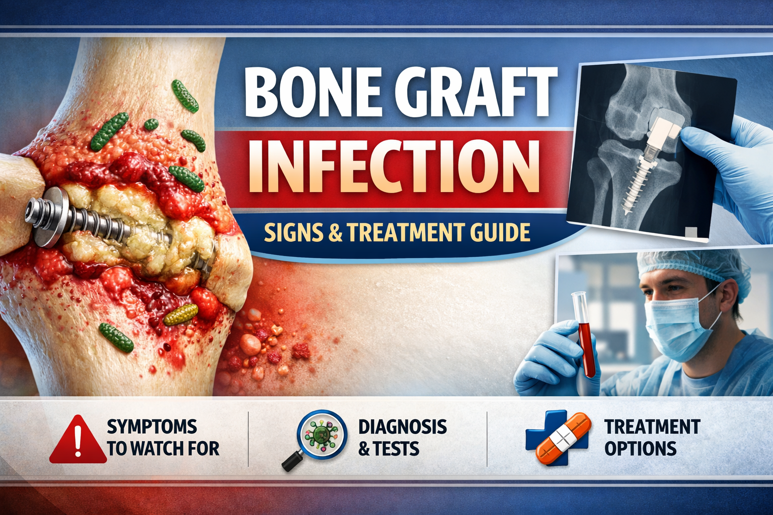 Language : EnglishTopics: Bone graftBone infection (osteomyelitis)Bone Graft Infection: Signs, Treat...