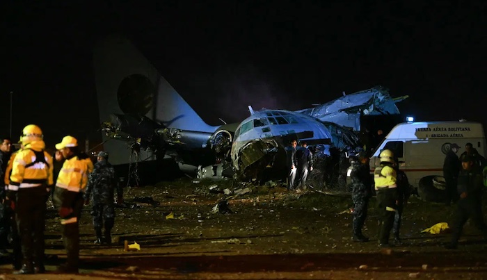 A Bolivian military cargo plane crashes in El Alto, killing 15, injuring dozens, and triggering unre...