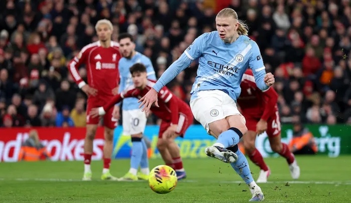 Man City snatch dramatic 2-1 win at Anfield to cut Arsenal gap to 6 points after chaotic late drama....