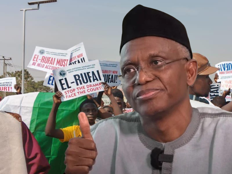 Former Kaduna State Governor El-Rufai appeared at the EFCC amid protests, alleging executive overrea...