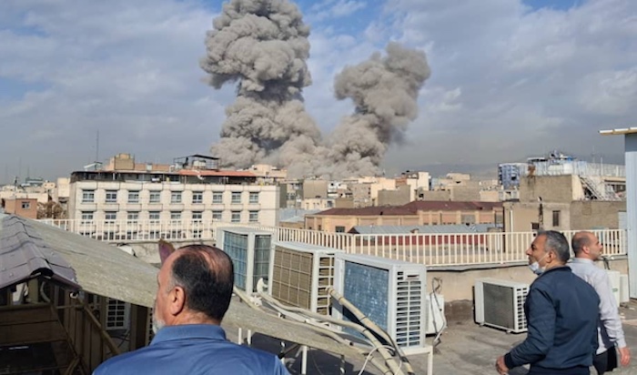 US and Israel strike Iran in a coordinated attack, Tehran reports explosions, smoke rises, and milit...