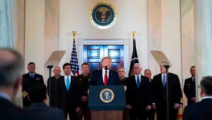 US urges Iran to negotiate nuclear deal while President Trump deploys additional warships and milita...