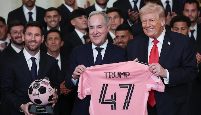 Lionel Messi and Inter Miami are honoured at the White House by President Trump after winning the 20...