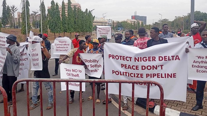 Pro-Tompolo protesters storm National Assembly, warn against decentralising pipeline surveillance co...