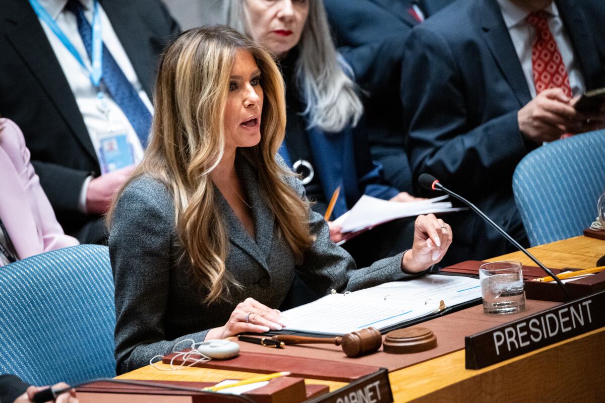 Melania Trump chaired a UN Security Council meeting on protecting children and education amid ongoin...