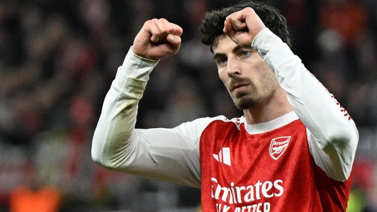 Kai Havertz scored a late penalty as Arsenal came from behind to draw 1-1 with Bayer Leverkusen in t...