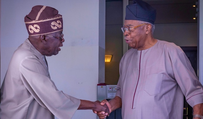 President Tinubu meets elder statesman and former defence chief Lt. Gen. Theophilus Danjuma (rtd.),...