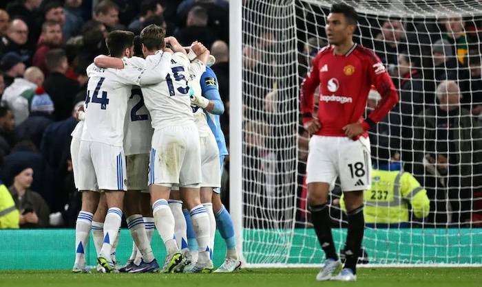 Leeds secure first-ever Premier League victory over Manchester United as Noah Okafor scores twice in...