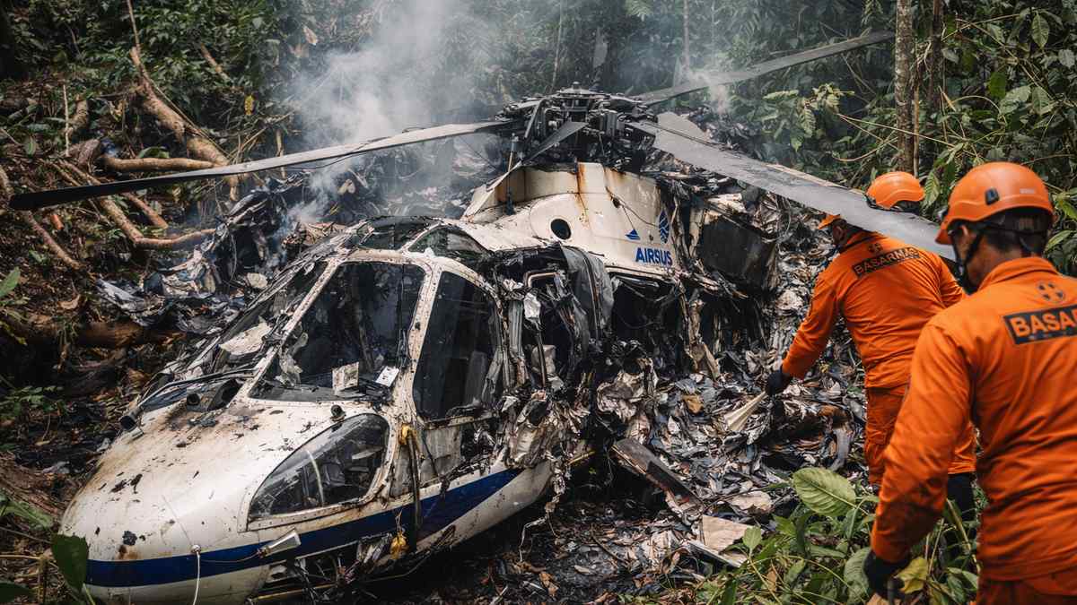 Eight people die after helicopter crashes in Indonesia’s West Kalimantan, as rescuers struggle to ac...