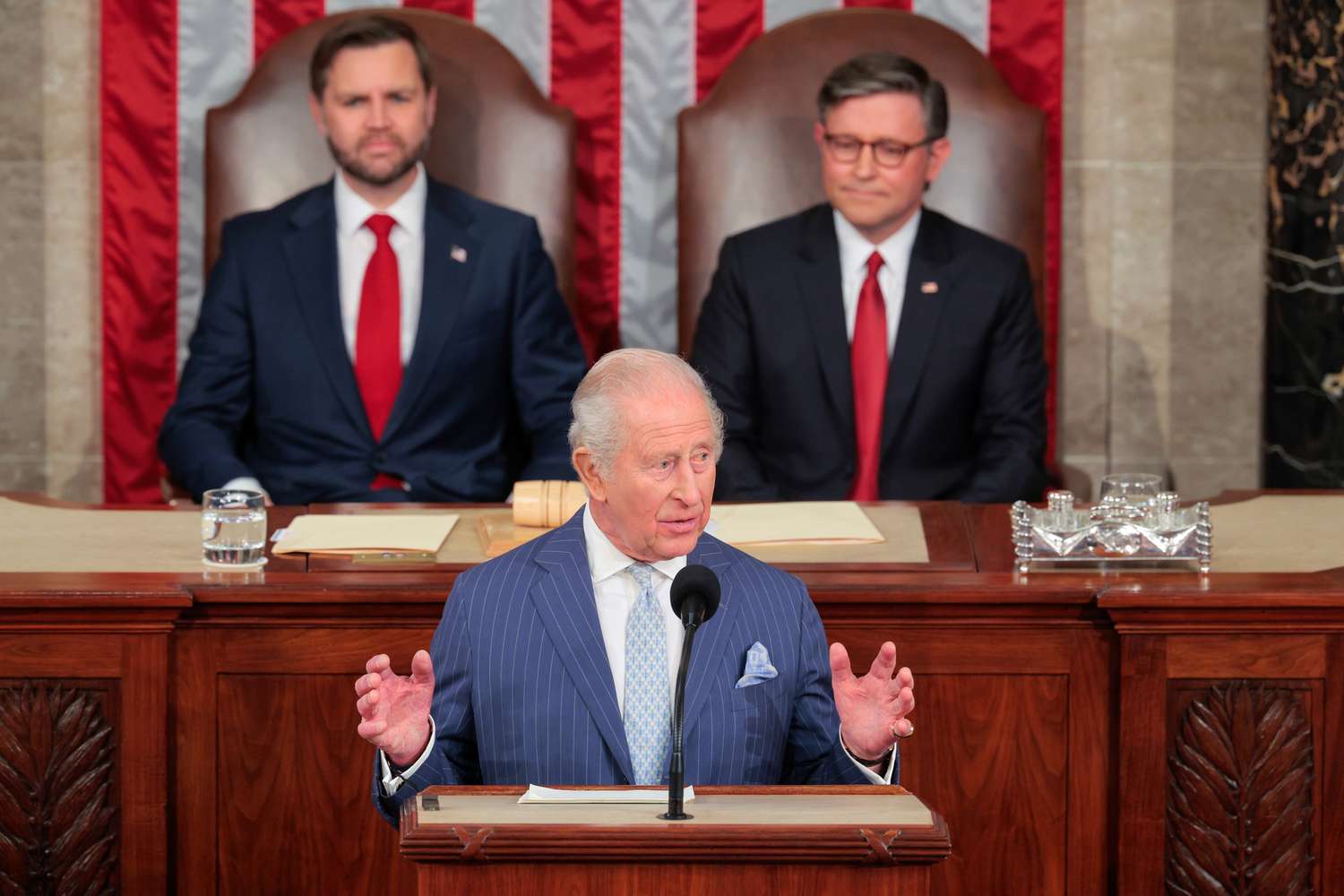 King Charles tells US lawmakers actions matter more than words, as he urges stronger global responsi...