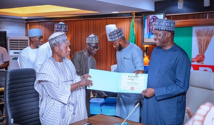APC chairman Yilwatda and NWC members receive certificates of return, pledging to implement party ma...