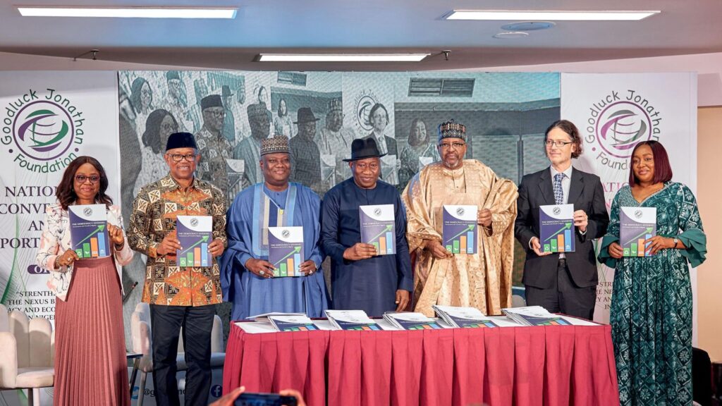Former President Jonathan says Nigeria’s democracy depends on strong economic policies that improve...
