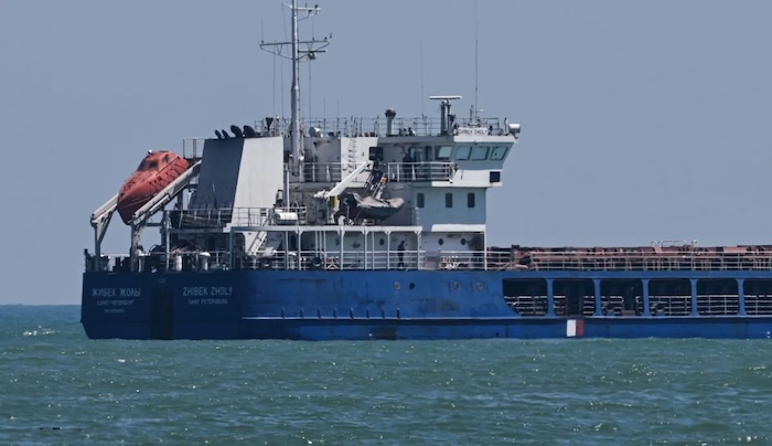 Ukraine says a ship carrying allegedly stolen grain from occupied Ukrainian territory has been block...
