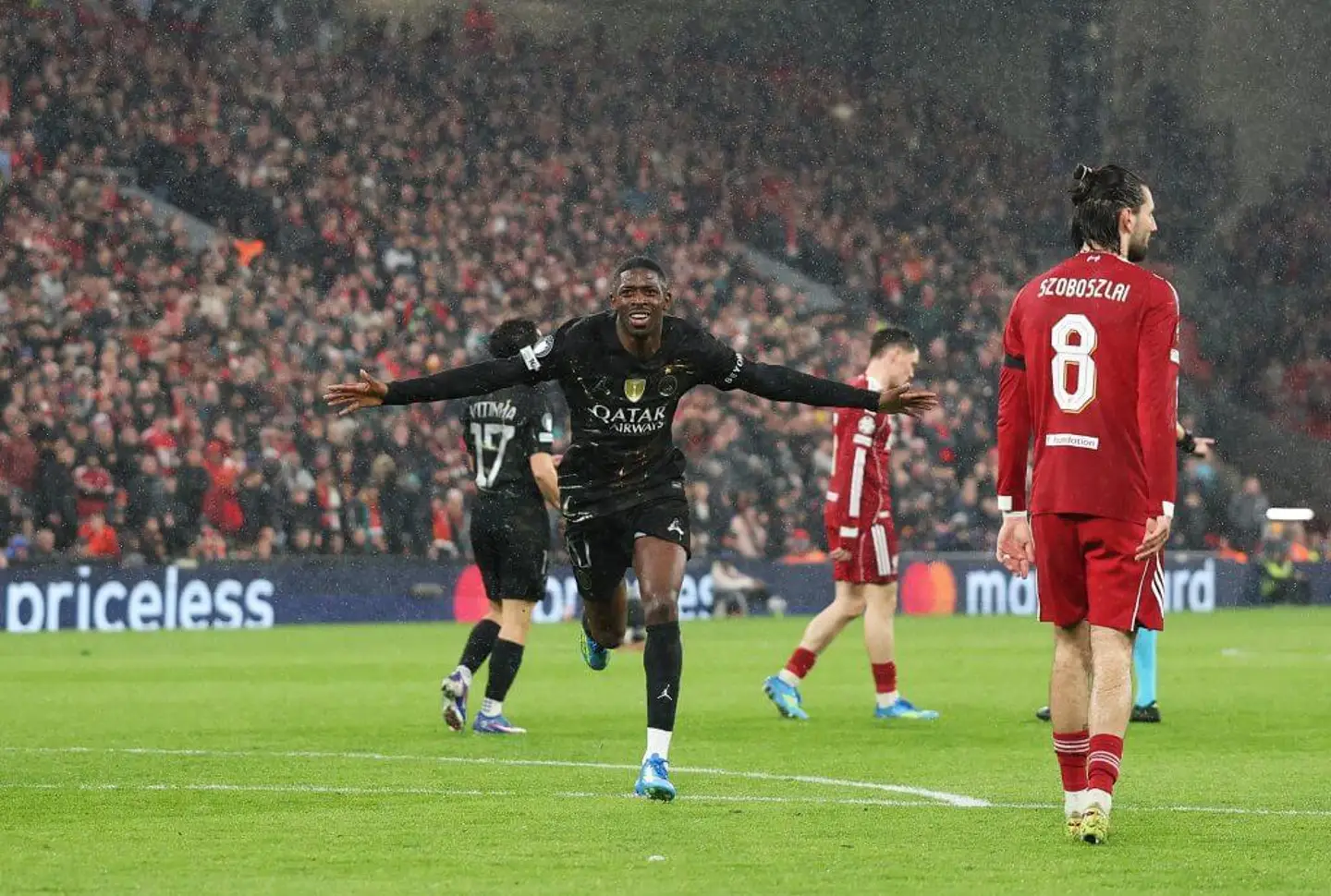 PSG defeat Liverpool 4-0 on aggregate after 2-0 at Anfield with Dembele scoring twice, to eliminate...