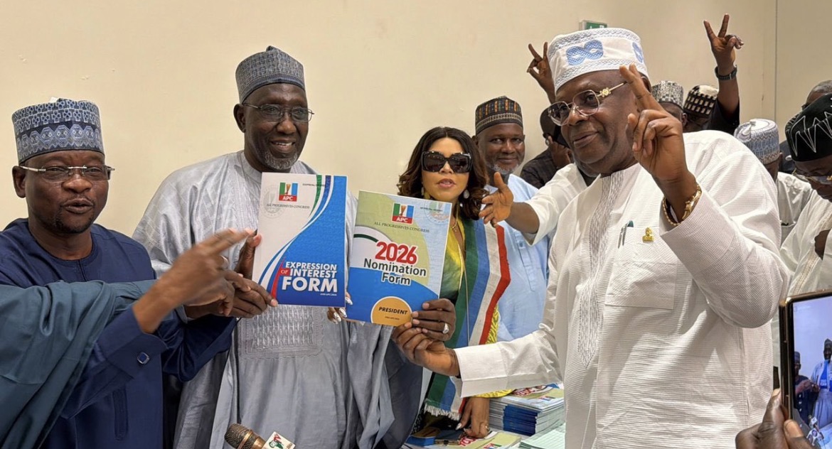 James Faleke of the House of Representatives picks APC presidential nomination form for President Ti...