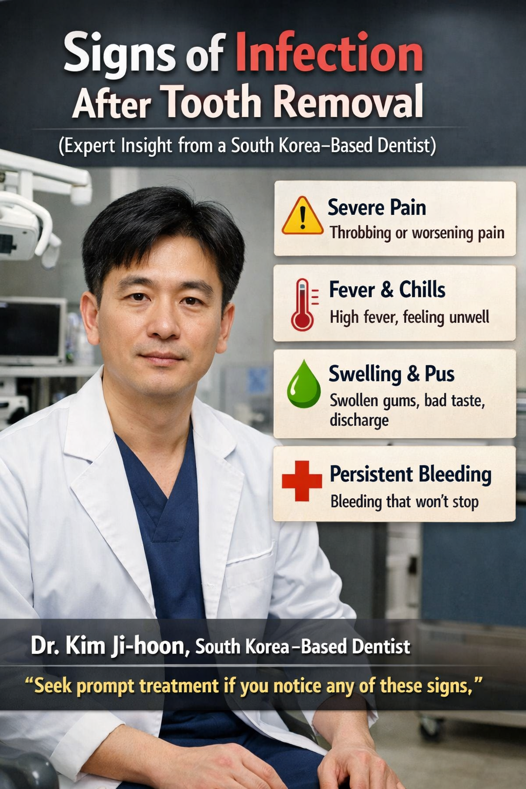 Language : EnglishTopics: Gum infectionTooth extraction is generally safe, but like any surgical pro...