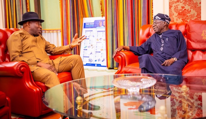 Former President Goodluck Jonathan meets President Tinubu in Abuja as consultations on regional and...