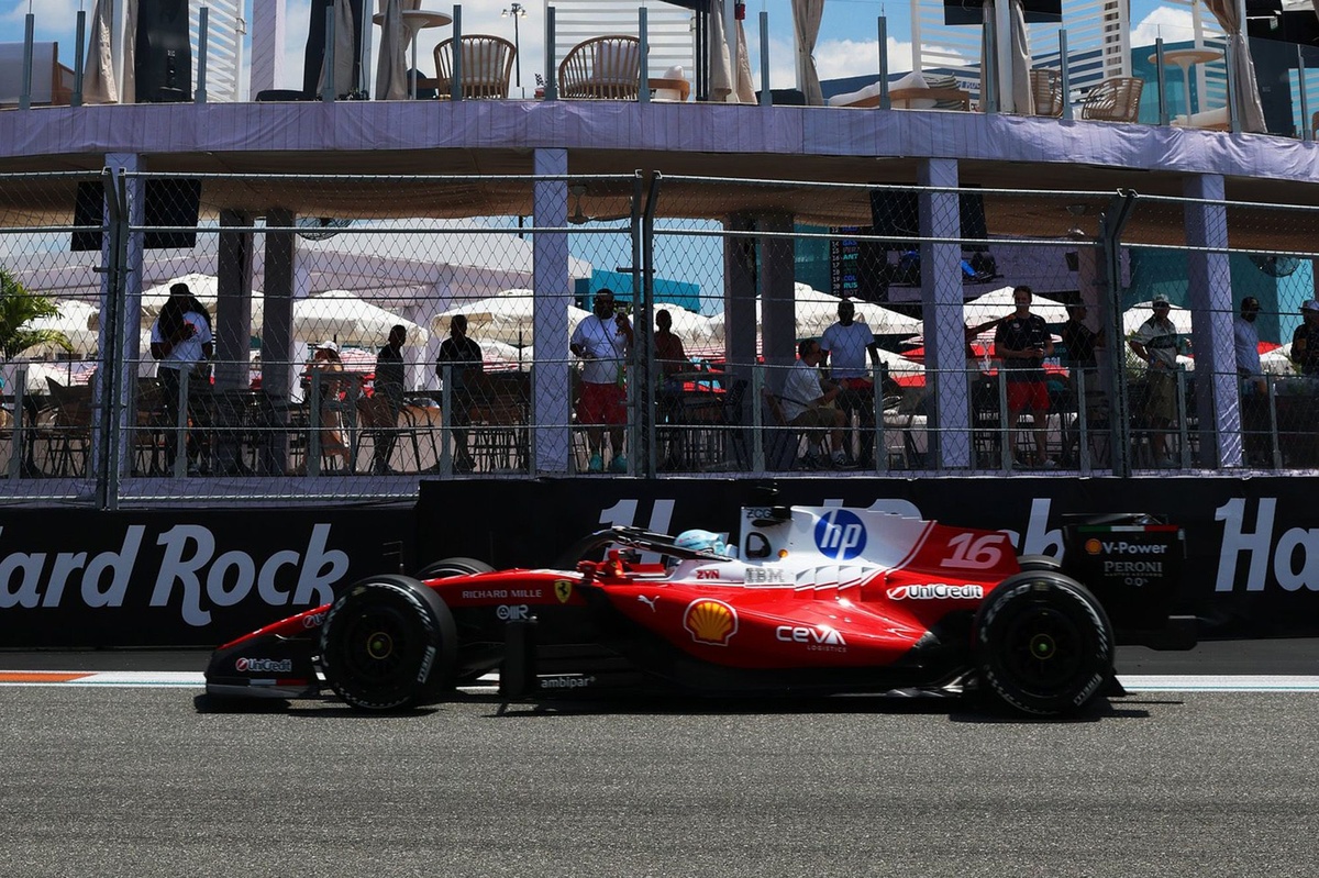 Charles Leclerc pipped Max Verstappen to top the sole practice session of the Miami Grand Prix weeke...