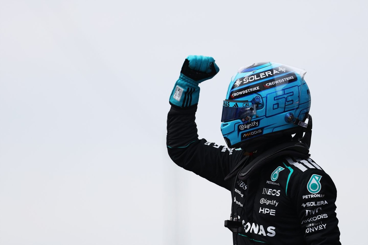 Mercedes driver George Russell claimed pole at the Canadian Grand Prix, outpacing team-mate Kimi Ant...