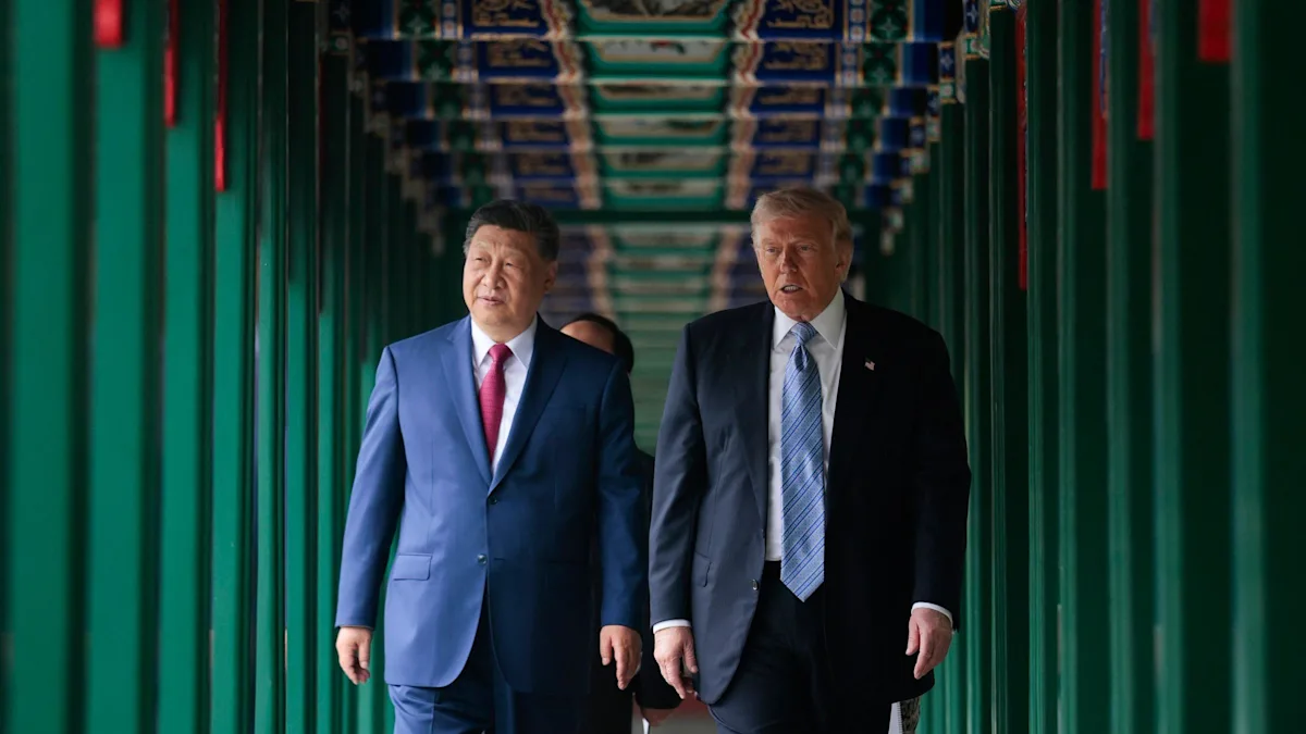 Chinese President Xi Jinping hosts Donald Trump at seat of China’s Communist leadership in Beijing a...