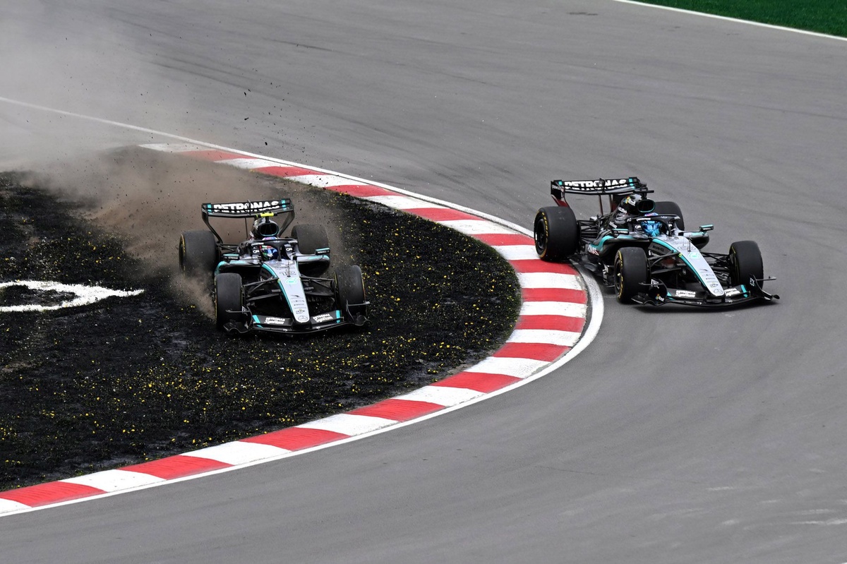 A calm and collected George Russell triumphed in the Formula 1 Canadian Grand Prix sprint race, as M...