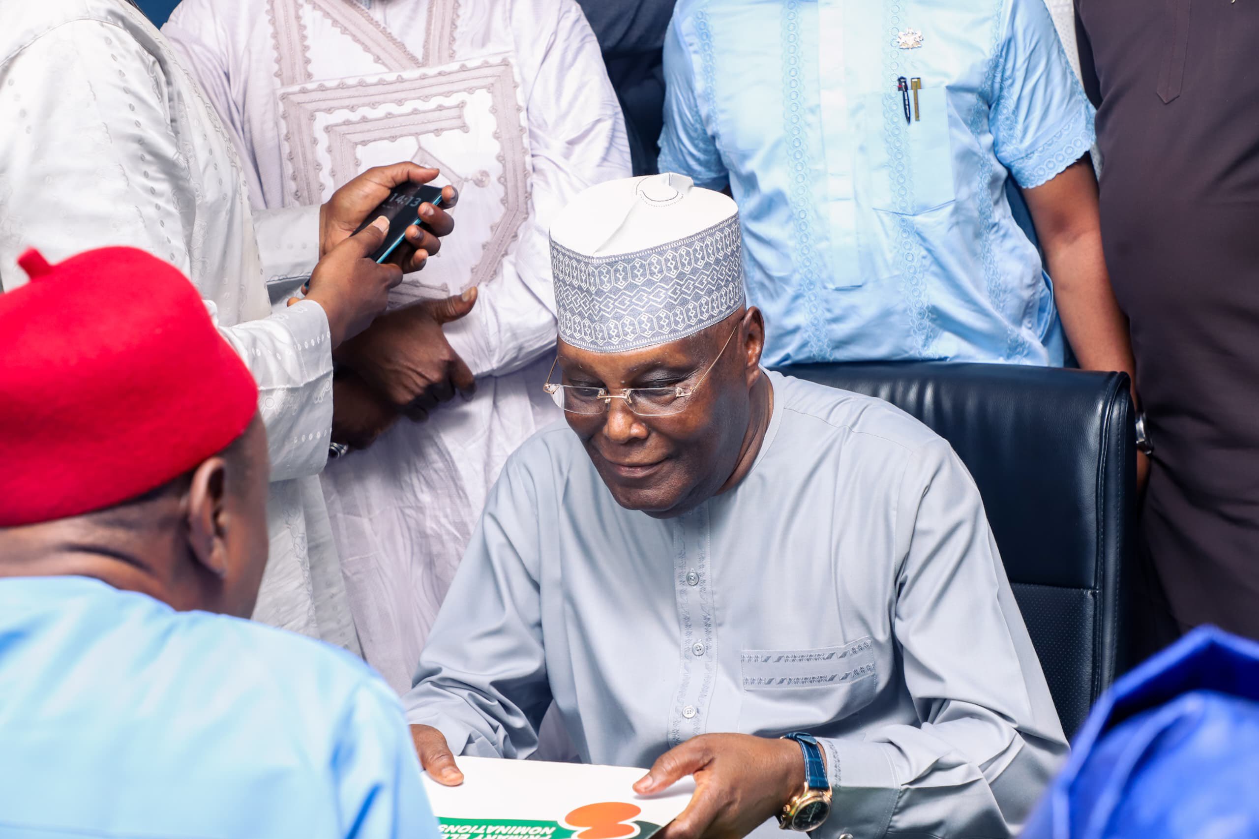 Supporters overwhelmed security personnel and damaged doors at the ADC secretariat during Atiku Abub...