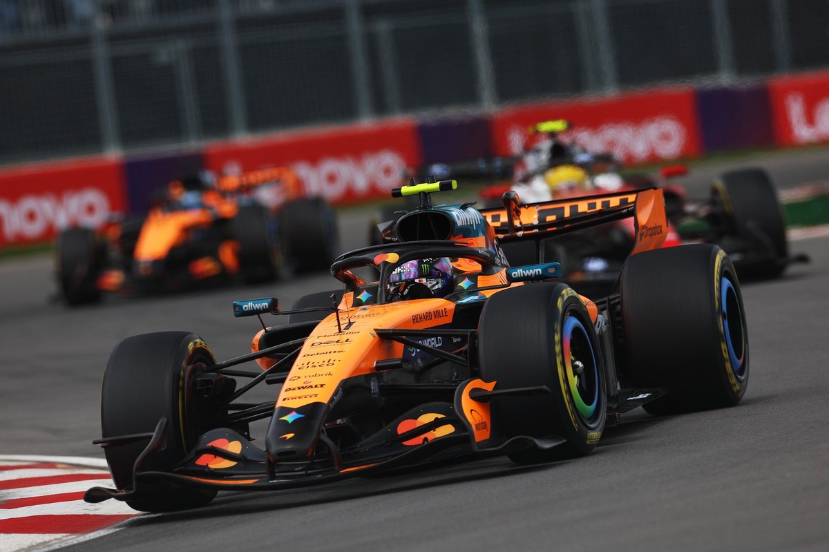 While Lando Norris had a front-row seat to the Mercedes battle between George Russell and Kimi Anton...