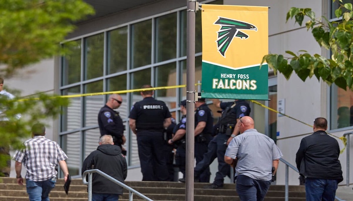 : Six people were injured in a school stabbing in Washington state, with authorities detaining a stu...