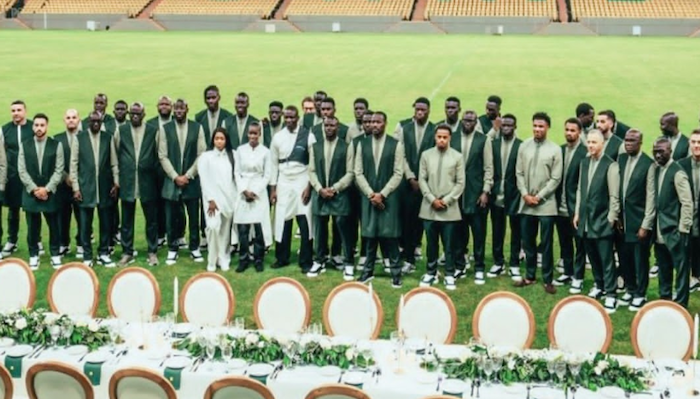 Senegal’s World Cup squad gather for a farewell dinner at stadium in Diamniadio before departing for...