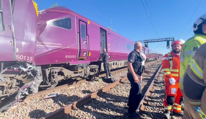Train driver dies and dozens are injured after two East Midlands Railway passenger trains collide ne...