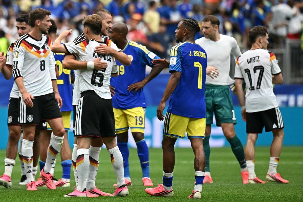 Four-time winners Germany thrashed World Cup debutants Curacao 7-1 in their first group game on Sund...