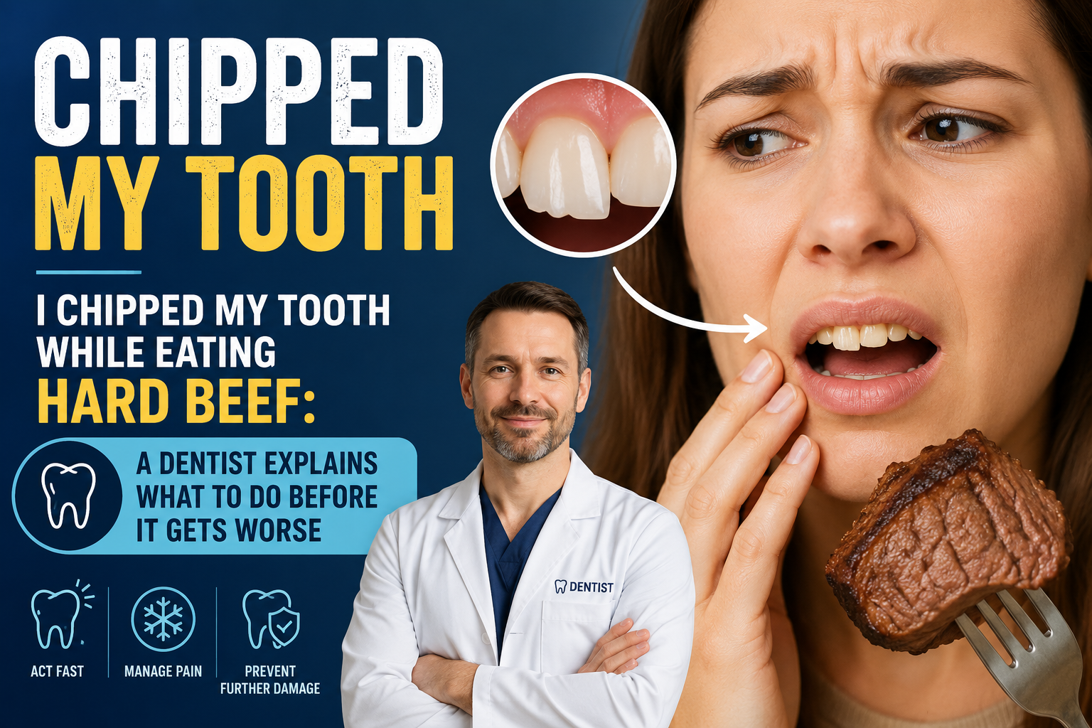Language : EnglishTopics: ExtractionI Was Eating Hard Beef and Suddenly a Small Piece of My Tooth Br...