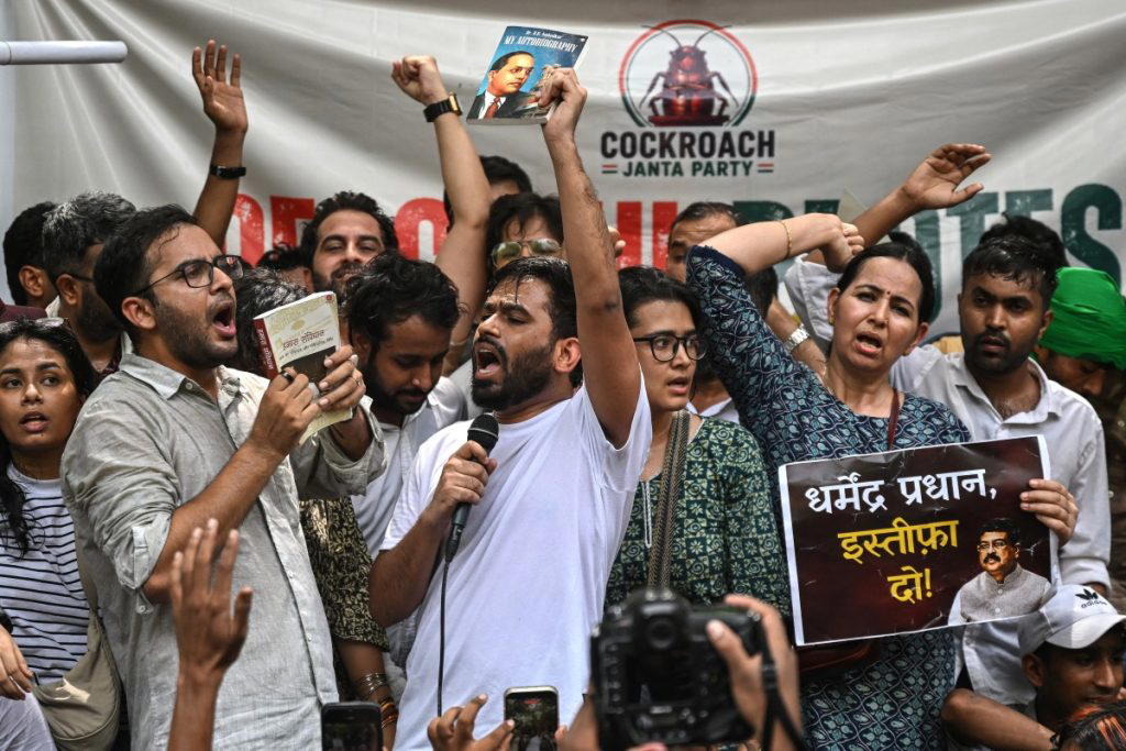 Indian police tightened security in New Delhi on Saturday ahead of a protest by the satirical “Cockr...