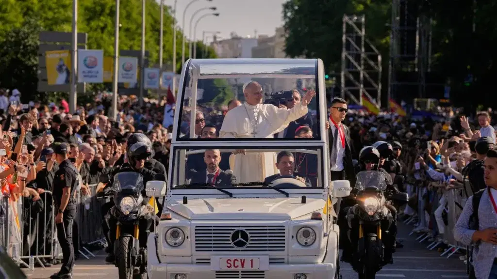 More than 1.2 million people filled the streets of Madrid on Sunday for a mass by Pope Leo XIV at wh...