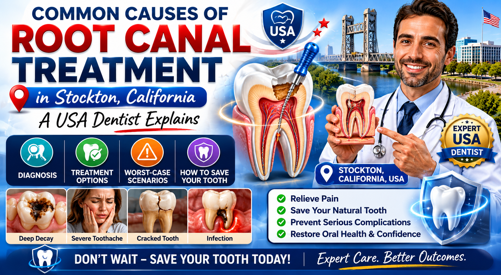 Language : EnglishTopics: Post-root canal painRoot canal infectionMany patients in Stockton, Califor...