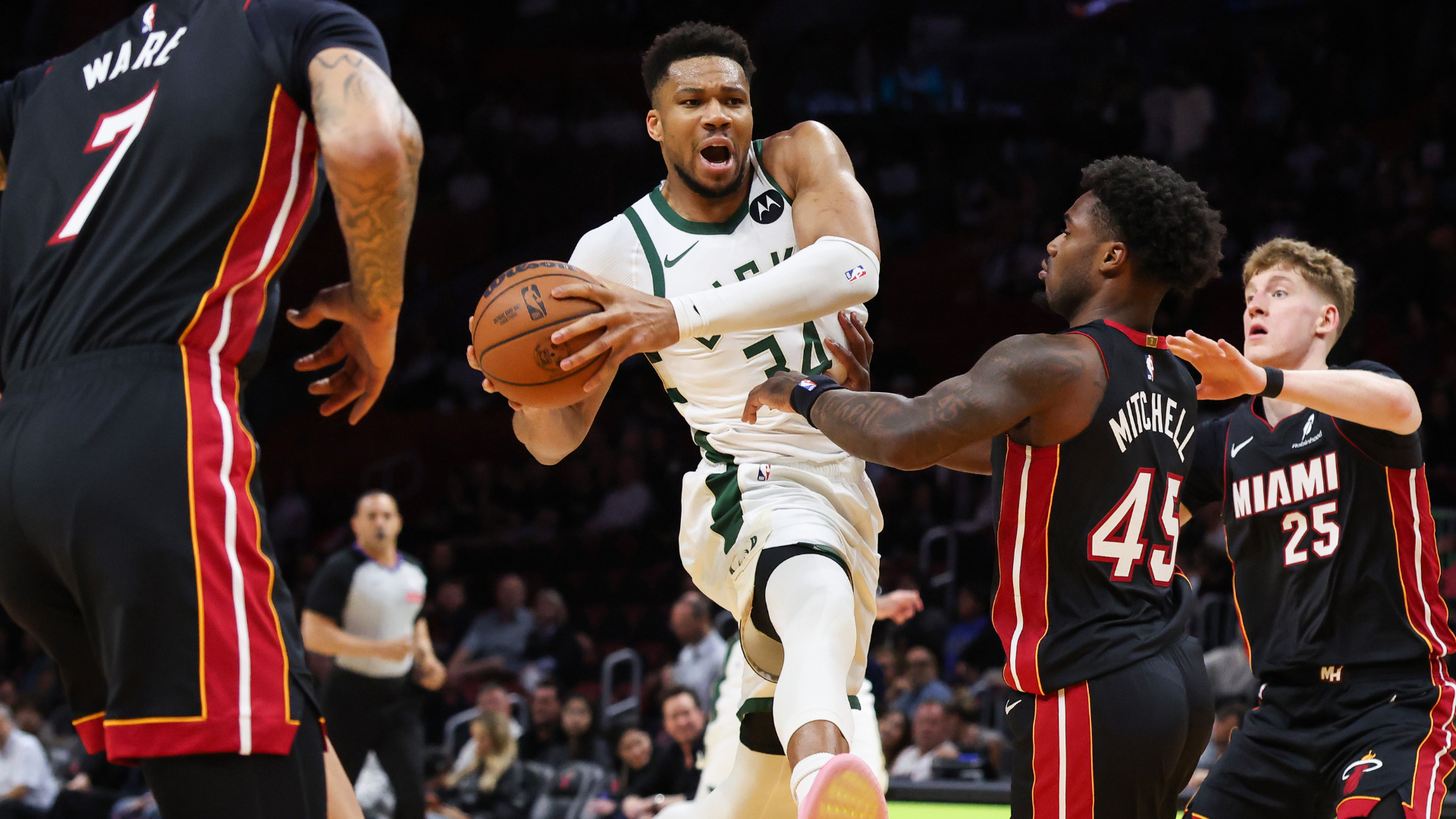 Miami acquires Giannis Antetokounmpo and Bobby Portis from Milwaukee in exchange for four players an...