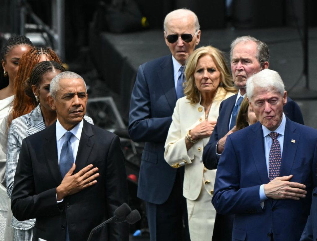 All living US ex-presidents — with the notable absence of current White House occupant Donald Trump...