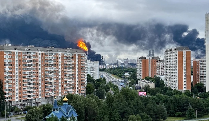 Moscow shaken after Ukraine launches its largest drone assault of the war, triggering fires, disrupt...