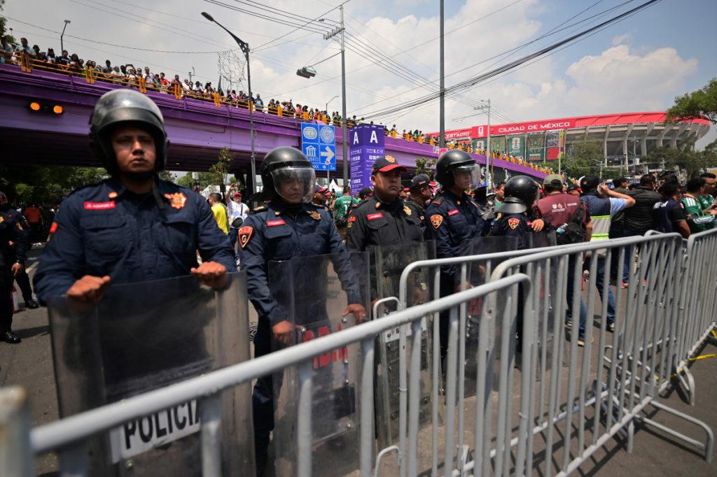 Thousands of football fans attempted to shove their way into Mexico City’s official World Cup fan zo...
