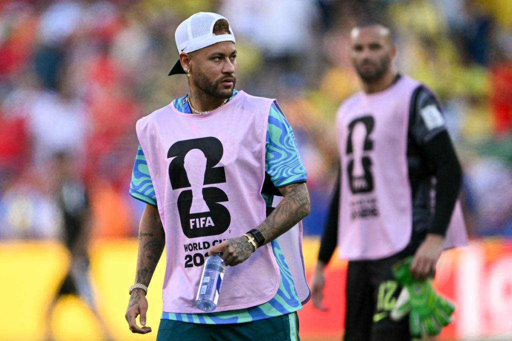 Brazil forward Neymar, who was diagnosed with a right calf injury in late May, trained at the World...