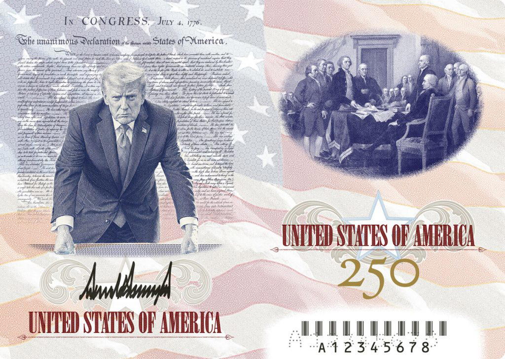 President Donald Trump on Friday unveiled a rendering of a new limited-edition US passport to mark t...