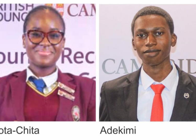 Two Nigerian students, Akota-Chika Serena and Tolulope Israel Adekimi of Caleb-British International...