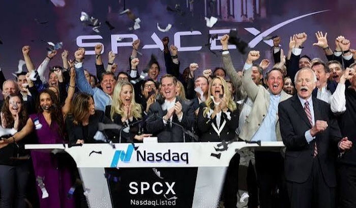 SpaceX shares surged at 6% again after its historic IPO, as analysts debated valuation risks and the...