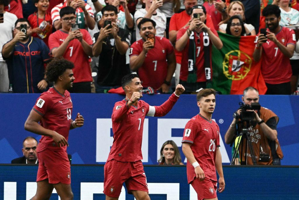 Cristiano Ronaldo became the first man to score in six World Cups as the 41-year-old netted twice in...