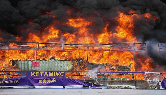Myanmar destroys over $600 million worth of seized illegal drugs as authorities intensify efforts to...