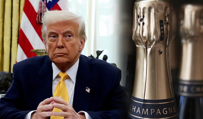 US president Trump warns France to scrap its digital tax or face 100% tariffs on wine and champagne...