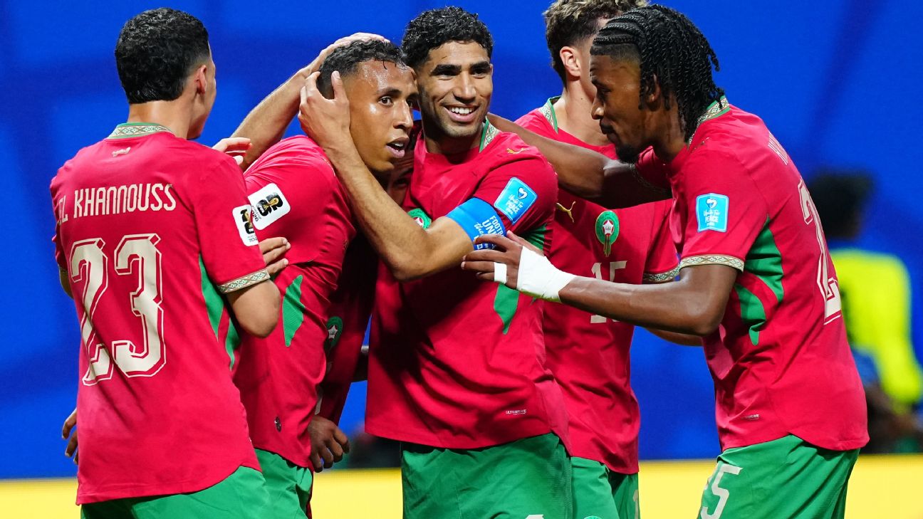 Morocco beat Haiti 4-2 after late goals from Rahimi and Yassine to cruise into World Cup last 32.
S...