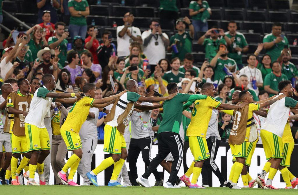 South African football fans took to the streets in the early hours of Thursday, honking vuvuzelas an...