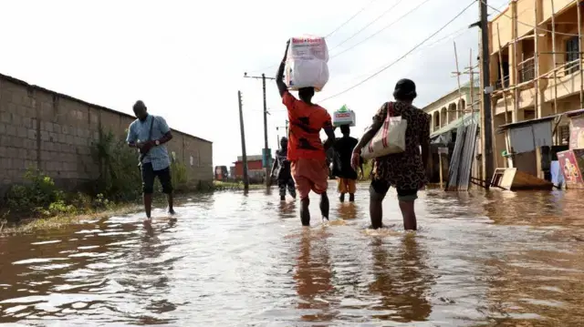 Several hours of torrential rains Tuesday triggered severe flooding in Nigeria’s commercial capital...